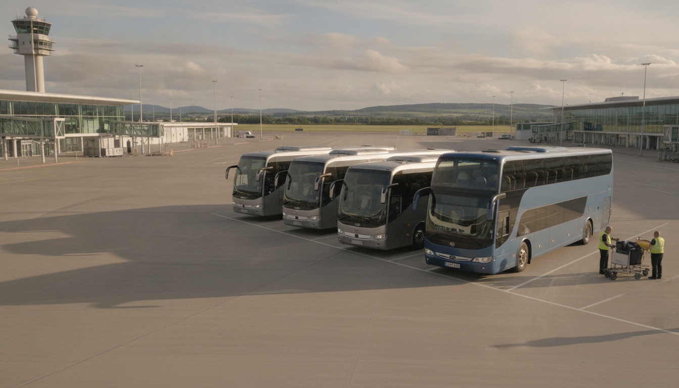 University Open Day Transfers: Group Coach Solutions for Prospective Students in Edinburgh — executive coach meeting a group at Edinburgh Airport